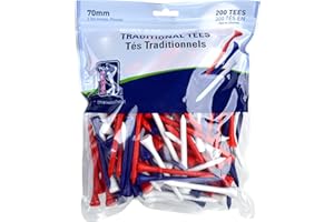 PGA Tour 200 Tees de Golf en Bois - Rouge/Blanc/Bleu, 70 mm