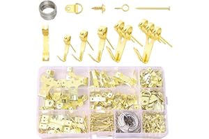 XMBYGEY Crochet pour Cadre Photo 250 Pièces Accroche cadre fixation,avec Vis, Clous Anneau en D et œil à Vis cintres en Dent de Scie câble d'acier Accroche cadre.