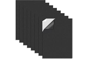 KASURE Mousse Autocollante 8 Plaques, Feuilles de Mousse Noir 3mm, 300 x 210 x 3mm, Anti Vibration EVA Foam, Mousse Acoustique pour l’Isolation et la Protection des Meubles (Noir)