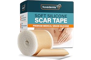 NUVADERMIS Silicone Scar Tape for Surgical Scars - Extra Long Scar Sheets for C-Section, Tummy Tuck, Keloid, and Surgical Scars - Reusable Medical Grade Silicone Scar Tape - 300 x 3.8 cm Roll -1 Pack