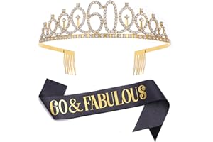 DIMETEY Set di diadema con fascia e strass in oro nero, regalo di compleanno per donne, fascia di compleanno/diadema per festa di compleanno da donna