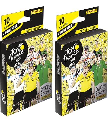 Panini Tour De France 2023 – Blister 10 Pochettes + 1 Offerte – 55 Stickers – Album Cyclisme à Collectionner
