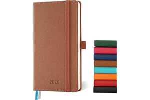 ‎IN-LUXPRO IN-LUXPRO Kalender 2026: Taschenkalender A6 Klein 16,4x9,6cm Buchkalender Terminplaner 2026 Wochenplaner Notizbuch,12-Monate(Jan.- Dez.) mit 100GSM Papier & Stiftschlaufe PU-Leder Braun