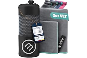 ‎BEMAXX Mikrofaser Handtuch 2er Set: Schnelltrocknend, Kompakt, Leicht | Microfaser Microfiber Towel groß klein: Camping Fitness Sport Badetuch Sporthandtuch Reisehandtuch Mikrofaserhandtuch Fitnesshandtuch