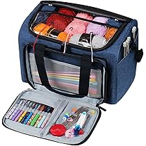 Coopay Mini Borsa per Lavori a Maglia, Sacca Filati per Bambini e Principianti, Borsa da Maglia per per Riporre Lana, Ferri da Maglia, Uncinetto Set e Progetto in Corso, Foglie Arancioni