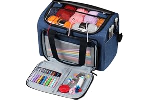 Coopay Sac à Tricoter,Sac de Rangement pour Fil à Tricoter Grande Capacité,Sac pour Crochet Laine, Aiguilles à Tricoter et d'autres Accessoires - Bleu Sac Fourre-Tout pour Le Stockage de la Laine