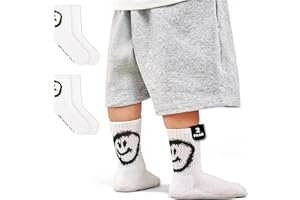von Jungfeld Tennissocken für Kinder für Jungen & Mädchen - Sportsocken Kinder (Crew Socks) aus Bio-Baumwolle - Kindersocken mit Smiley-Motiv