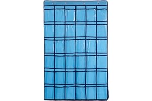 SAVORLIVING Organizer da Parete con 36 Tasche, Portaoggetti da Parete, Ideale per Classi, per Riporre Calcolatrici e Cellulari, Borsa portaoggetti da appendere con 4 Ganci in Metallo, Blu