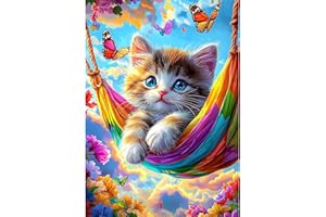AIRDEA Gatto Diamond Painting, Fiore colorato Diamond Painting Kit Completo, Diamantini Crystal Art Hobby Creativi Adulti Decorazione per Casa 30x40 cm