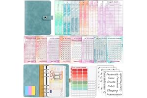 QUPUCE Raccoglitore ad Anelli A6 Italiano, Budget Planner Binder con 8 tipi Risparmia Il Denaro Challenge, Agenda Risparmio Soldi con Buste a Cerniera per Lavoro e Casa Budget di Contanti Organizzatore