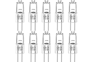 Haraqi 10 Pack G4 Halogen Bulbs, 12 Volt 20 Watt Bi-Pin Halogen Bulbs Dimmable for Ceiling Lights, Table Light, Cabinet Lights, Warm White Brightness