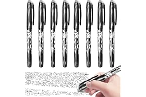 Eurtes Długopis żelowy do ścierania, 8 sztuk, czarne, 0,5 mm, ścieralne długopisy żelowe, do wielokrotnego napełniania, do ścierania, do materiałów biurowych, przyborów szkolnych