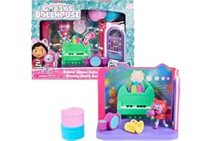 DREAMWORKS GABBY'S DOLLHOUSE - Deluxe Raum, Groovy Music Room, Musikzimmer mit DJ Katzenminze, 2 Möbelstücken und 2 Überraschungsboxen mit Zubehörteilen, ab 3 Jahren