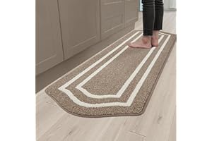 COSY HOMEER Alfombra de cocina 60 x 150 cm, lavable, antideslizante, lavable a máquina, resistente a la suciedad, para cocina, lavadero, entrada y pasillo, color marrón