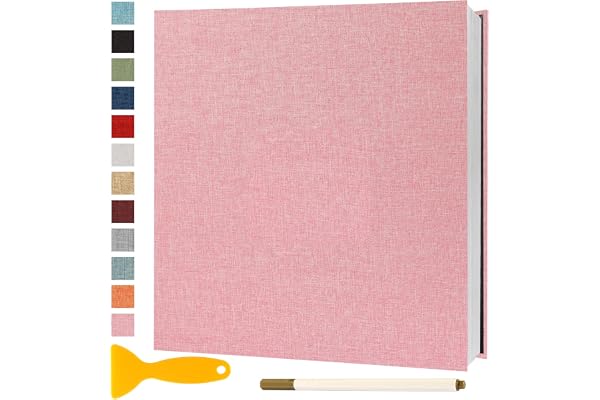 Album Photo Adhesif Vierge 28x27 CM Classeur Photo Livre Photo Personnalisable Scrapbook de Classe Mariage Livre D'or Enfant Bebe DIY Carte Postale, 40 Pages Rose