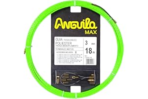Anguila Max 75330018 Guida Passacavi Speciale Tubi Stretti Poliestere Intrecciato Monofilamento 3mm 18 Metri e Terminali Misto Verde