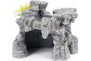 BORLECH Reptile Cave Hideout Habitat, Great for Bearded Dragons, Leopard Geckos, Lizards, Turtles, Snakes, Frogs, Scorpions, Spiders and Other Reptiles, Amphibians (D - Large)