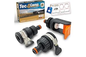 MaJoCompTec® ALLCONNECT uniwersalny zestaw przyłączeniowy do kranu, regulowane przyłącze wody do kranu zewnętrznego, bez gwintu, do przyczepy kempingowej, łodzi, zestaw adapterów (zestaw złodzieja