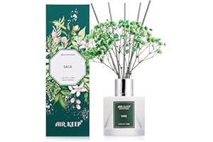 ‎AIRKEEP Airkeep Raumduft Salbei Duft, Reed Diffuser mit 8 Duftstäbchen, Lufterfrischer für Badezimmer, Wohnung, Heimdekoration, 100ml