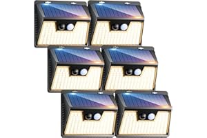 ‎KOLPOP kolpop Solarlampen für Außen, [6 Stück] 140 LED Warmweiß Solar Strahler Außen, Solar Aussenleuchte mit Bewegungsmelder IP65 Wasserdichte, 3 Modi 180° erleuchtung Solarlampen für Außen Wand Garten