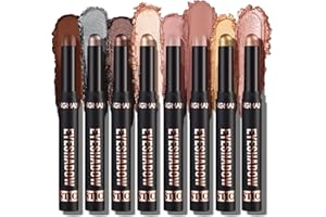 LANGMANNI 8Pcs Eyeshadow Stick Gift Set,Soft Smooth Cream With Matte Earth & Metal Colors, Waterproof & Long-Lasting, Beauty & Personal Care Eye Shadow Stick For Daily Makeup & Special Occasions (#B)