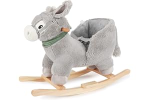 Bieco Plüsch Schaukeltier Esel 73,5x33,5x61cm | Schaukelpferd Baby | Schaukeltier Kinderschaukel Indoor | Baby Wippe Schaukelpferd ab 9 Monaten