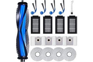 FIXBETTER Lot de 18 Accessoires pour Ecovacs Deebot T30C Omni Gen2 / T30C Omni Robot Aspirateur, 1 brosse à rouleau, 4 filtres HEPA, 4 Chiffons de Nettoyage, 4 Sacs à Poussière, 4 Brosses Latérales