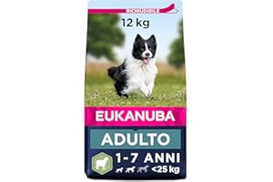 Eukanuba Cibo Secco per Cani Adulti Attivi di Taglia Piccola e Media, Ricco di Agnello e Riso, 12 kg