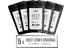 ‎CRAFTSMAN FINEST FOODS Craftsman Beef Jerky ORIGINAL 250 g (5 x 50g) | Trockenfleisch aus Deutschland - Bayern | American Jerky Beef Set | 100% Rindfleisch | Original | Premium Beef | Meat Snack MADE IN GERMANY