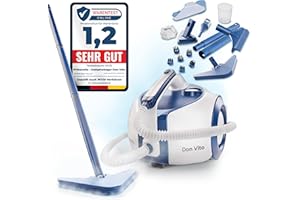 Primavella Don Vito Leistungsstarker Dampfreiniger für Böden, Polstermöbel und Badezimmer, mit 3,5 bar Druck, 16 Zubehörteilen für Fugen und Sofas, vielseitiger Dampfreiniger