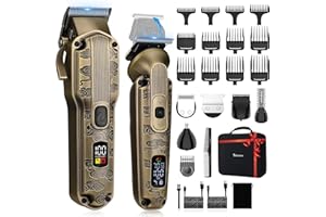 Scttomon Traje De Corte De Pelo Para Hombres Profesionales Juego De Corte De Pelo Para Hombres Recortador De Barba Cortadora De Pelo Para Hombres Navaja Juego De Corte De Pelo Sin Cuerda (bronce)