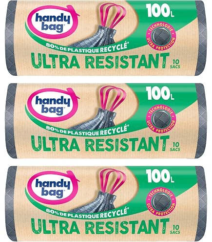 Haya Home, 40 sacchetti per la spazzatura in plastica resistente, 100 l, colore nero, resistenti, confezione da 40 sacchetti per la spazzatura, per cucina, casa, ufficio, giardino, fai da te, 100