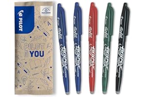 PILOT, Frixion Ball Pacco Da 5, Penna Cancellabile Al Calore Con Inchiostro Termosensibile, Penna a Sfera Ricaricabile con Gommino Integrato, 2 Blu, 1 Nero, 1 Rosso, 1 Verde, Tratto Medio