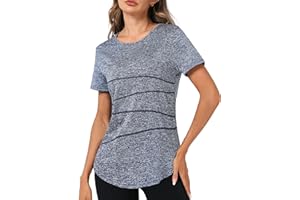Terecey Camisetas Deporte Manga Corta Mujer Camiseta Tecnica para Mujer Suelta Camiseta Fitness Mujer y Cuello Redondo Camiseta Deportiva de Secado Rápido para Yoga Pilates S-XXL
