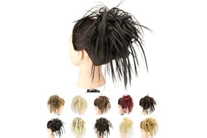 IMISSU 2 Pièces Chignon désordonné Piece Updo Faux Chouchous Extension Ondulés Bouclés Postiches Queue De Cheval Chignon Bandeau pour Femmes Filles (2PCS Noir)