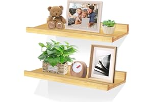 SHEPIN Mensola da Parete in Legno, set di 2 Mensola Galleggiante, 40 cm Mensole da Muro, Mensole Legno per Soggiorno Studio Bagno e Cucina