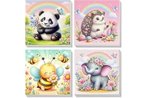 Lolipony 4 Pack Pintar por Numeros Adultos y Niños Sin Marco, DIY Cuadros para Pintar por Números Paisaje Lienzos, Pintura Acrilica Manualidades Adultos Niña, 20x20cm