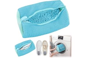 WUISOLQP Sacchetto Scarpe Lavatrice,1 Pezzi Multi-Protettivo Sacchetti Per Lavare Scarpe in Lavatrice,Riutilizzabile Sacchetti Scarpe Lavatrice Si adatta a tutti i tipi di scarpe e a tutte le misure (Azzurro)