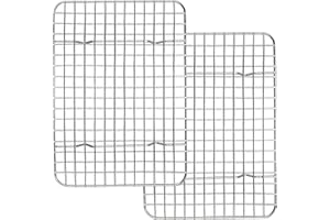Joyfair Griglia di raffreddamento per torte, in acciaio inox, set da 2 pezzi, griglia rettangolare per cuocere, raffreddare, arrostire, grigliare, 29,8 cm x 22,8 cm x 2 cm, sana e antiruggine e