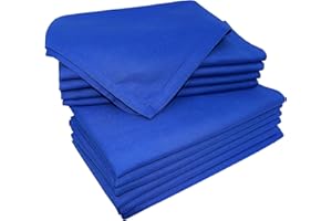 LINEN CLUBS Pack of 12 Pieces,100% Cellulose Cotton Fibres,20" Square, Oversize Solid Colored Dinner Napkin with Decorative Selvage Fold. (Night Sky-Navy)