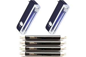 2 x Portable UV Money Checkers + 4 Spare DuraBulb® Bulbs - Detects Forged Bank Notes