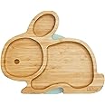 Koko Kids® Piatto di aspirazione per coniglio in bambù naturale ~ Piastra di alimentazione per neonati e bambini con forte an