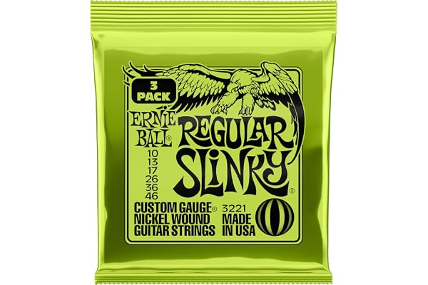 Ernie Ball Regular Slinky - Cuerdas para guitarra eléctrica, entorchado de níquel, 3 paquetes, calibre 10-46
