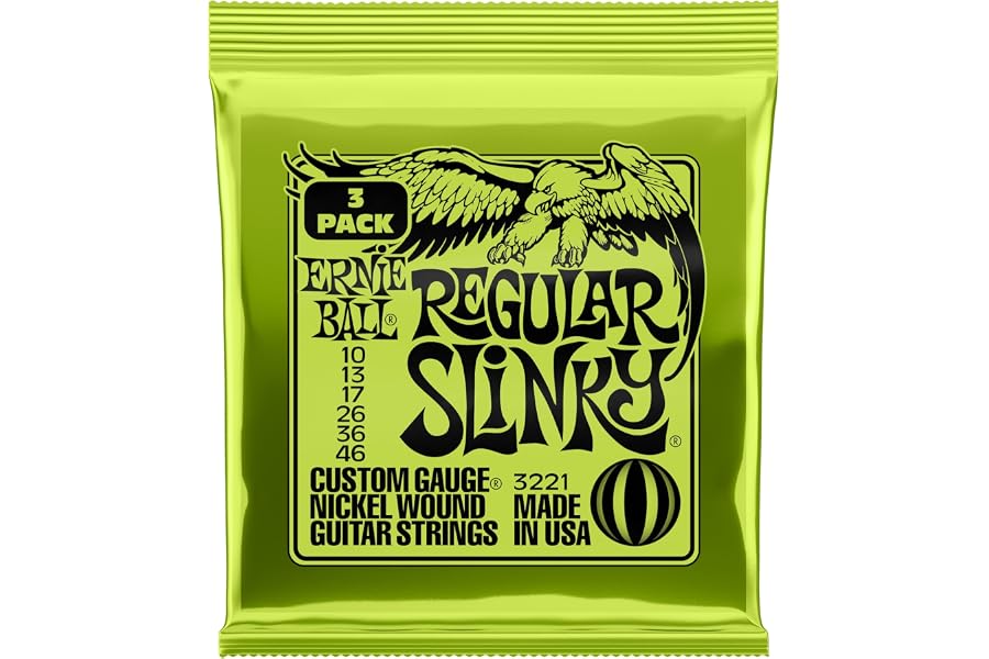 Ernie Ball Regular Slinky - Cuerdas para guitarra eléctrica, entorchado de níquel, 3 paquetes, calibre 10-46