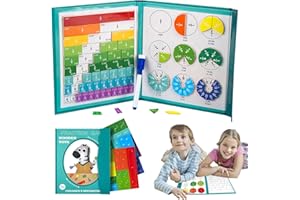 TECHEEL Arithmetisches Lernspielzeug Mathematik Magnetischen Bruchkacheln Mathe Spielzeug Kinder Magnetic Fraction Tiles Für Mathe Bruchrechnung Klassen, Ausbildung (Zebras)