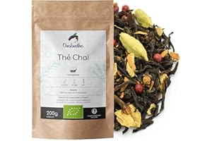 Chabiothé - Thé noir Chaï Masala BIO 200g - aux épices indiens cannelle, gingembre - mélangé en France - sachet biodégradable
