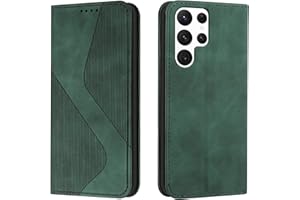 Mo-Somnus Kompatibel mit Samsung Galaxy S23 Ultra Hülle, Schutzhülle Samsung S23 Ultra, Magnet PU Leder Tasche Handyhülle Samsung S23 Ultra, Klappbar Samsung S23 Ultra Brieftasche Klapphülle (Grün)