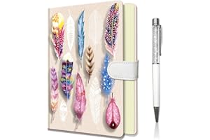 DWIYITTN Carnet de Notes ligné, Journal à Couverture Rigide avec Fermeture Magnétique et Stylo, Mini Carnet de Voyage pour Femmes Filles, 19x13,5cm, 192 Pages, Plume