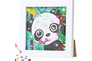Frundoo Diamond Painting Kit Completo, 5D Diamond Painting Panda mit Holzrahmen, DIY Diamante Painting Bambini Pittura Kit, Decorazione Per Casa Paret Regali Artigianali