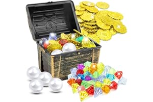 YAJIMAOY 75 Pezzi Giocattoli da Immersione per Bambini con Gemme Colorate, Scrigno del Tesoro, Monete d'oro Pirata, Perla Grande, Giocattoli da Piscina per Bambini Giochi Subacquei e Corsi di Immersione